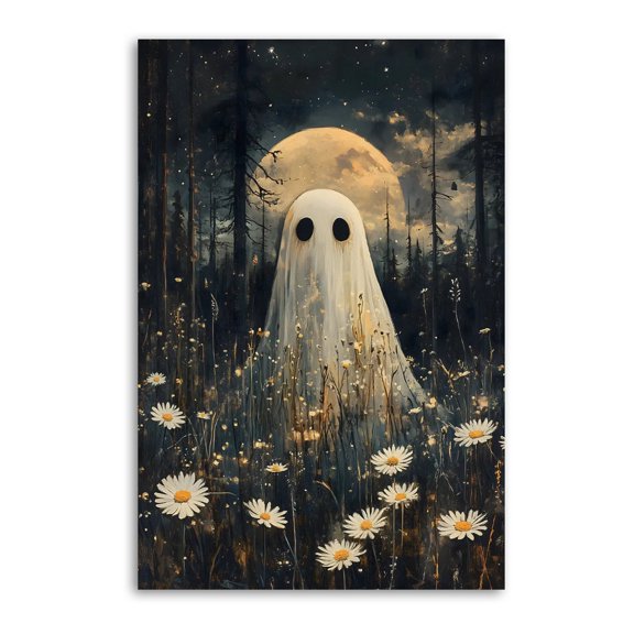 White Ghost in The Forest Daisy Field Gifts Canvas Painting Poster Wall Art Decorative Picture Prints Modern Decor 12x18inch(30x45cm)