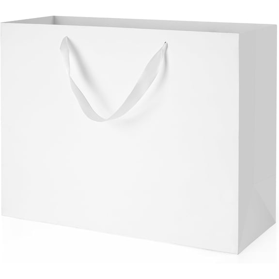 White Gift Bags With Handles: 16x6x12 Inch 3pcs Extra Large White Paper Gags Bulk For Party Shopping Birthday Wedding