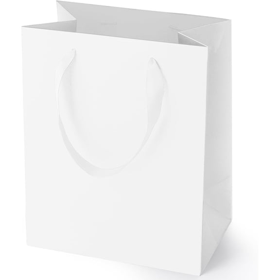 White Gift Bags With Handles: 8x5x10 Inch 6pcs Medium White Paper Gags Bulk For Party Shopping Birthday Wedding