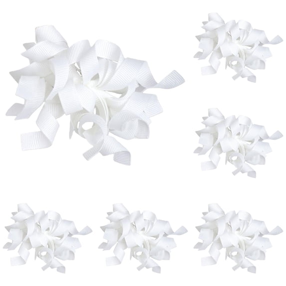 White Gift Bows, Self Adhesive Curly Ribbon Accents for Gift Boxes, Cards, Wreaths and Event Decor, 6 Count