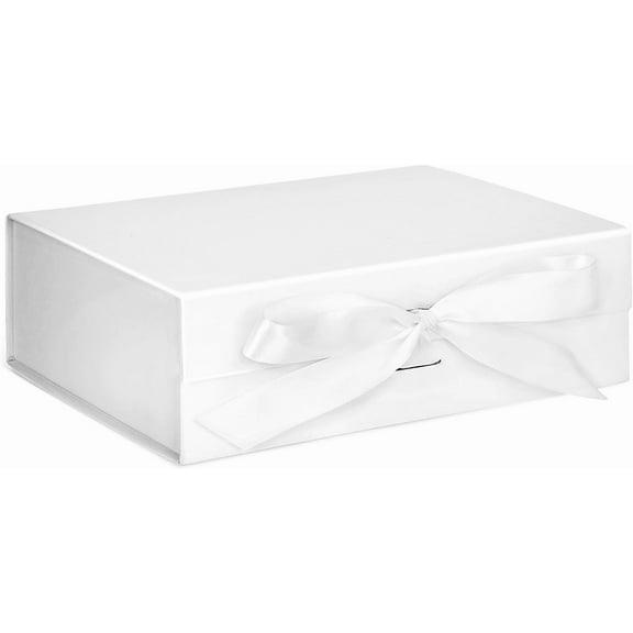 White Gift Box, 10.5 x 7.5 x 3.1 inches Gift Boxes For Presents With Lids and Magnetic Closure Collapsible For Bridesmaid Proposal, weddings, Anniversary Present