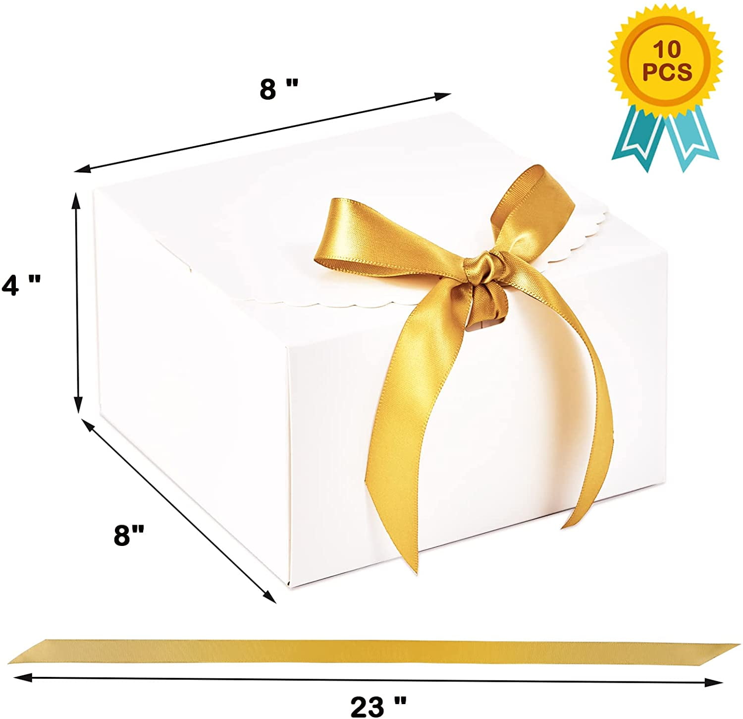 Gift Incher White Gift Boxes 10 Pack 8X8X4 Inches, Gift Boxes With Lids For ...