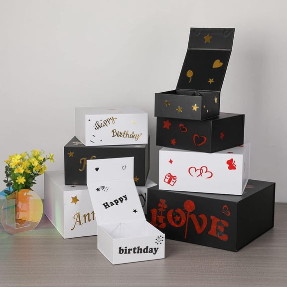 White Gift Boxes 16 Pack,Collapsible Gift Box with Lid Magnetic Closure,Packaging for Small Business, Parties, Boutiques, Bridesmaid Wedding, Jewelry store, Apparel, Retail Bulk 6x6x3 inch