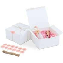 White Gift Boxes for Presents with Lids, 10 Pack 8x8x4 Inch, 66ft Twine, Stickers - Easy Assemble for Bridesmaid Proposal, Wedding, Party Favors