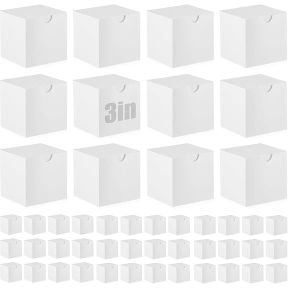 White Gift Boxes with Lids, Square Kraft Cube Paper Box for Candles Wedding Presents