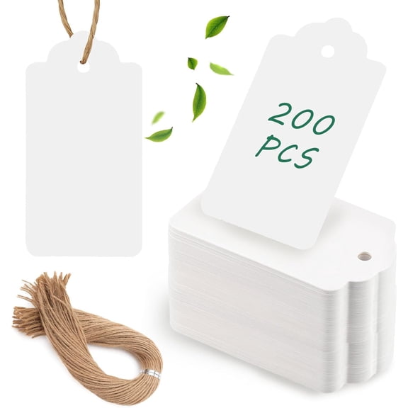 White Gift Tags with String, 200 Pack 1.7 X 2.8 inch