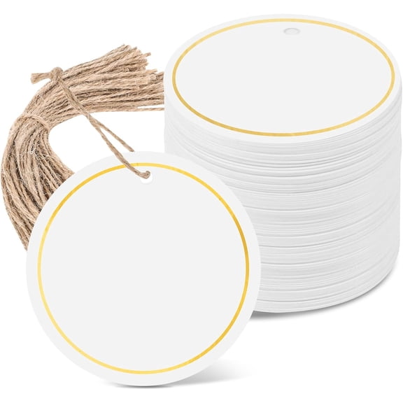 White Gift Tags with String, Writable Blank Tags for Presents Labeling DIY Craft Project Wedding Favors Stocking Stuffers