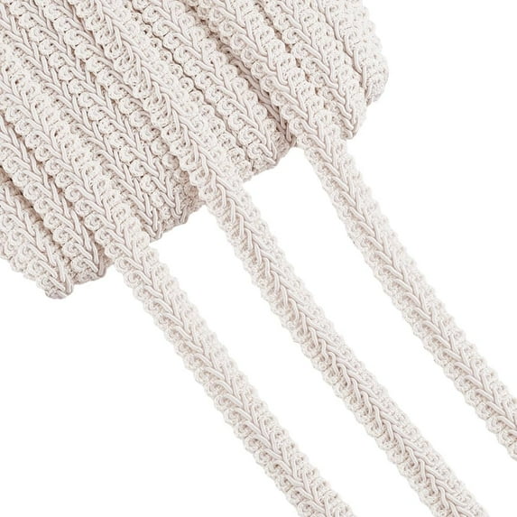 White Gimp Braid Trim 25m/27.34 Yards 1/2 Inch Polyester Woven Braid Trim Upholstery Trim Decorative Gimp Trim for DIY Crafts Sewing Curtain Decoration Jewelry Costume Accessories
