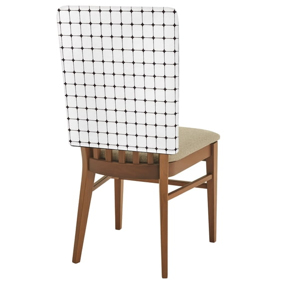 White Gingham Chair Back Covers Set of 1 Modern Minimalist Black Line Grid Points Checkered Removable Dining Chair Slipcovers Washable Seat Protector for Restaurant Party Banquet Kichen Decor