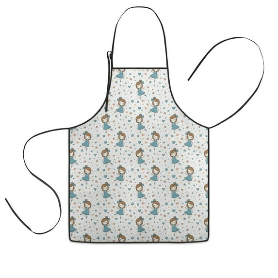 White Girl Dance Pattern Kids Aprons for Girls and Boys,Adjustable Neck Strap Toddler Aprons for Kids Cooking Baking