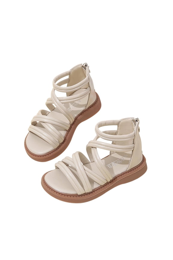 White Girls' Fashion Footwear With Elevated Sole And Sequined Accents, Designed For Summer Activities And Casual Wear With Stylish Appeal