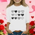 thumbnail image 1 of White Girls Long Sleeve Cold Shoulder Top, Cute Heart Print Soft Stretch Polyester Spandex Casual Shirt for 4-12 Years Old Kids, Easy Care Everyday Wear,Size 12-13T, 1 of 5