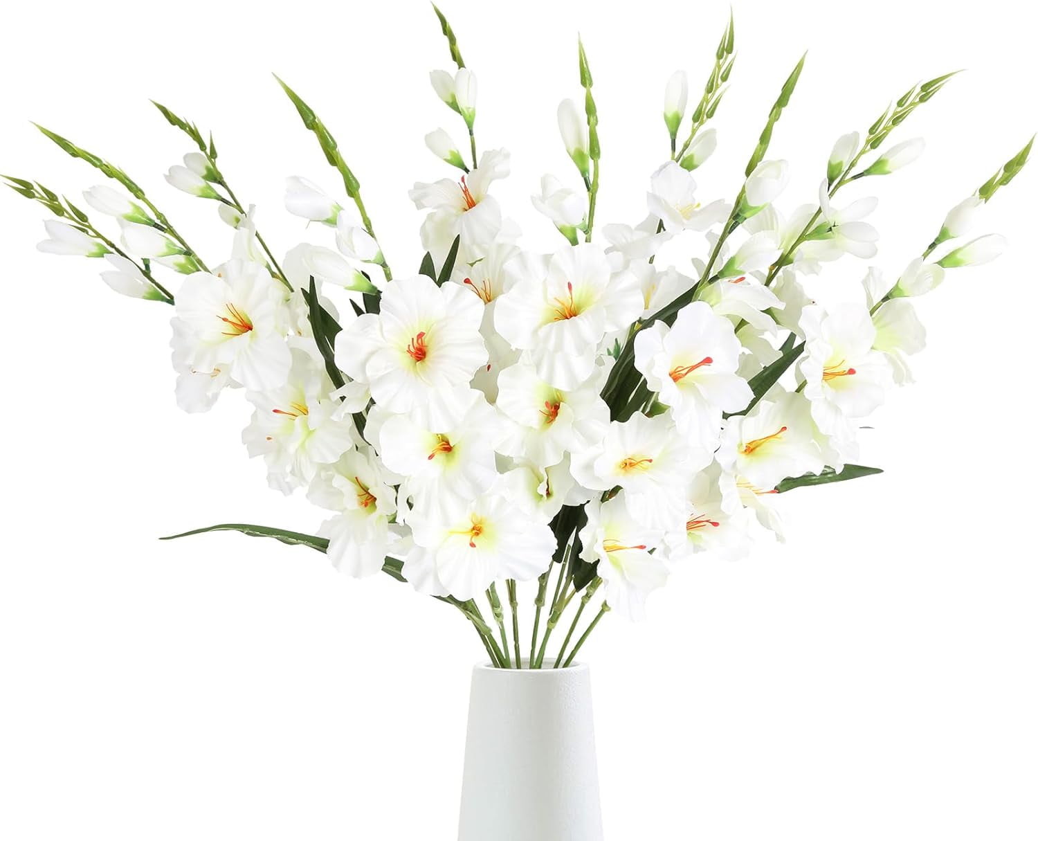 White Gladiolus Artificial Flowers White Flowers 3.3in Gladiolus Flowers Silk Flowers Long Stem Artificial Gladiolus Flowers for Home Wedding Office Decoration(White)