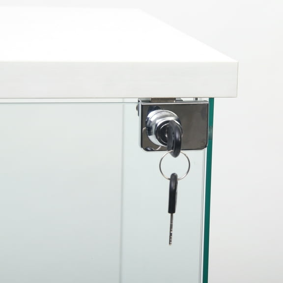 White Glass Display Cabinet With 4 Shelves - For Displaying Decorations 64.7"x16.7"x14.3 Curio Floor Standing Living Room 64.7"x16.7"x14.3" Holds Photos, Books, Medals, Action Figures