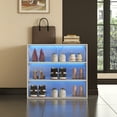 thumbnail image 1 of White Glass Door Shoe Box Shoe Storage Cabinet With RGB Led Light, 1 of 10