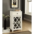 thumbnail image 1 of White Glass & Synthetic Wood - Ample Storage with Drawer & Shelf - Any Space in Home - Blend Functionality & Style, 1 of 5
