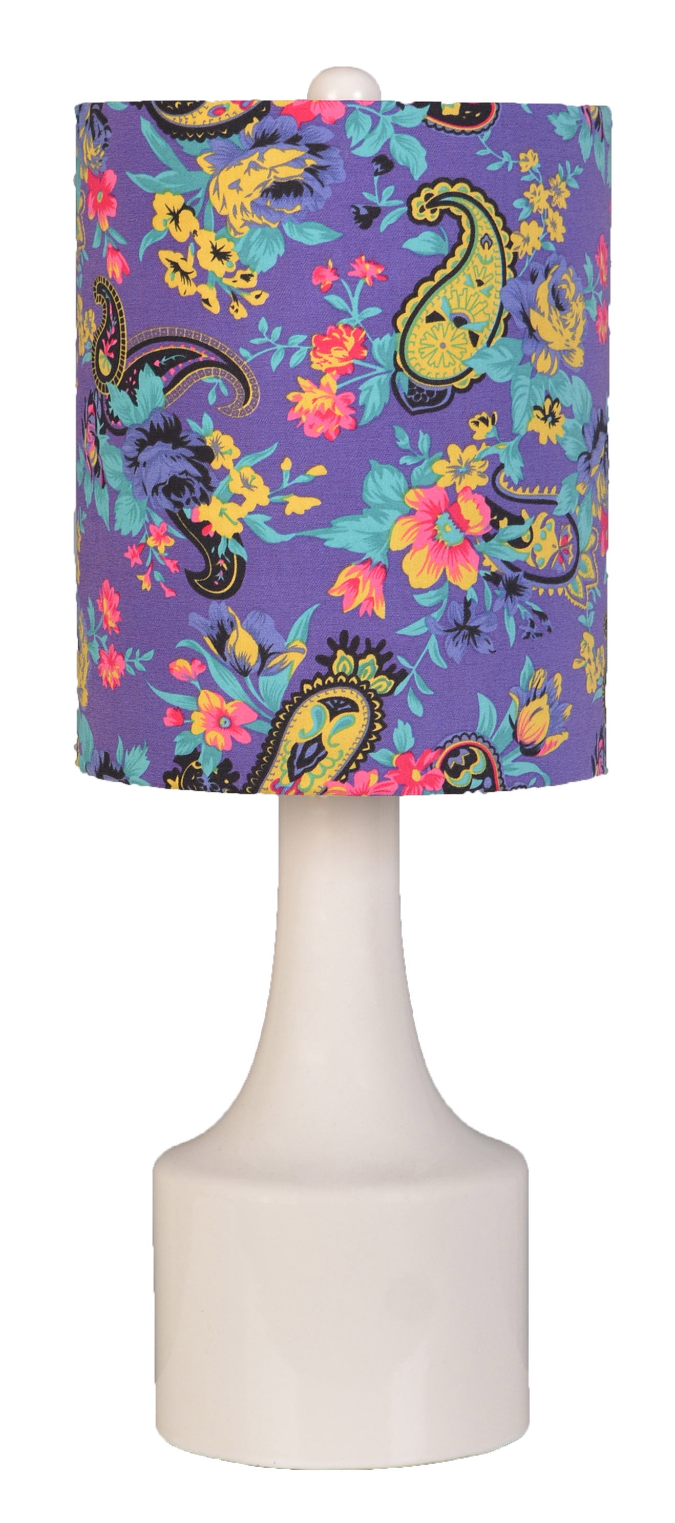 Cooper Ridge 23.75" White Glaze Table Lamp with Floral Print Shade