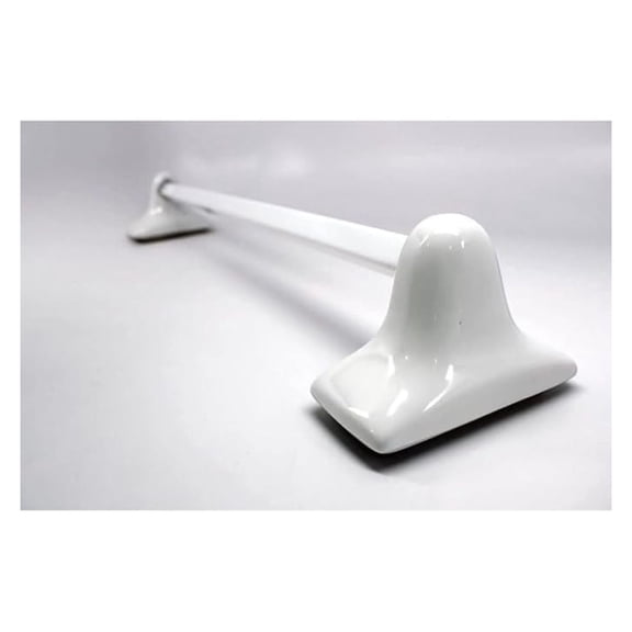White Glazed Ceramic Bathroom Accessory Kit - Not for Flat Surface Installation (Towel Bar)- There is an Insert That goes Inside Wall- Professional Installation Needed
