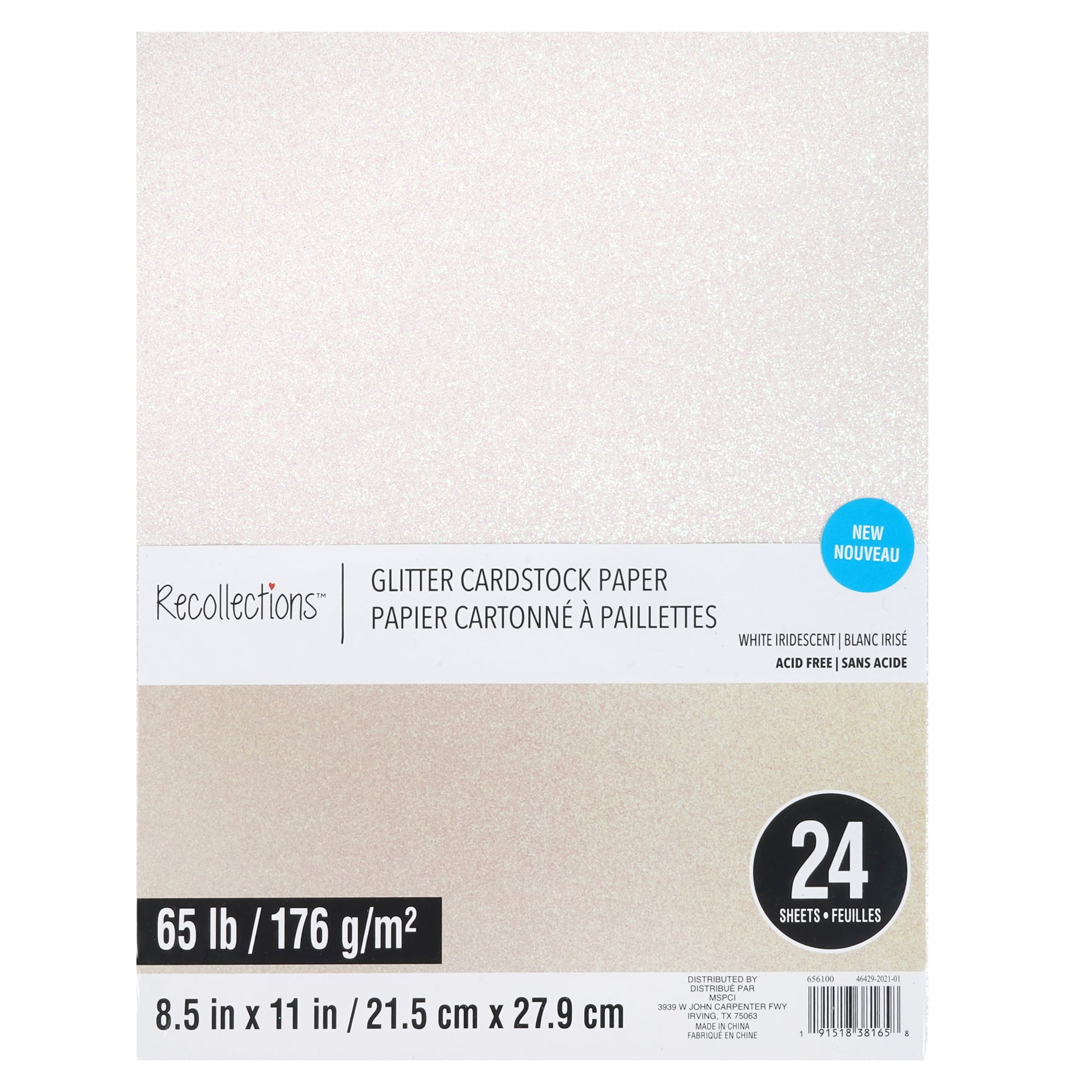 White Glitter Cardstock Paper by Recollections™, 8.5" x 11"