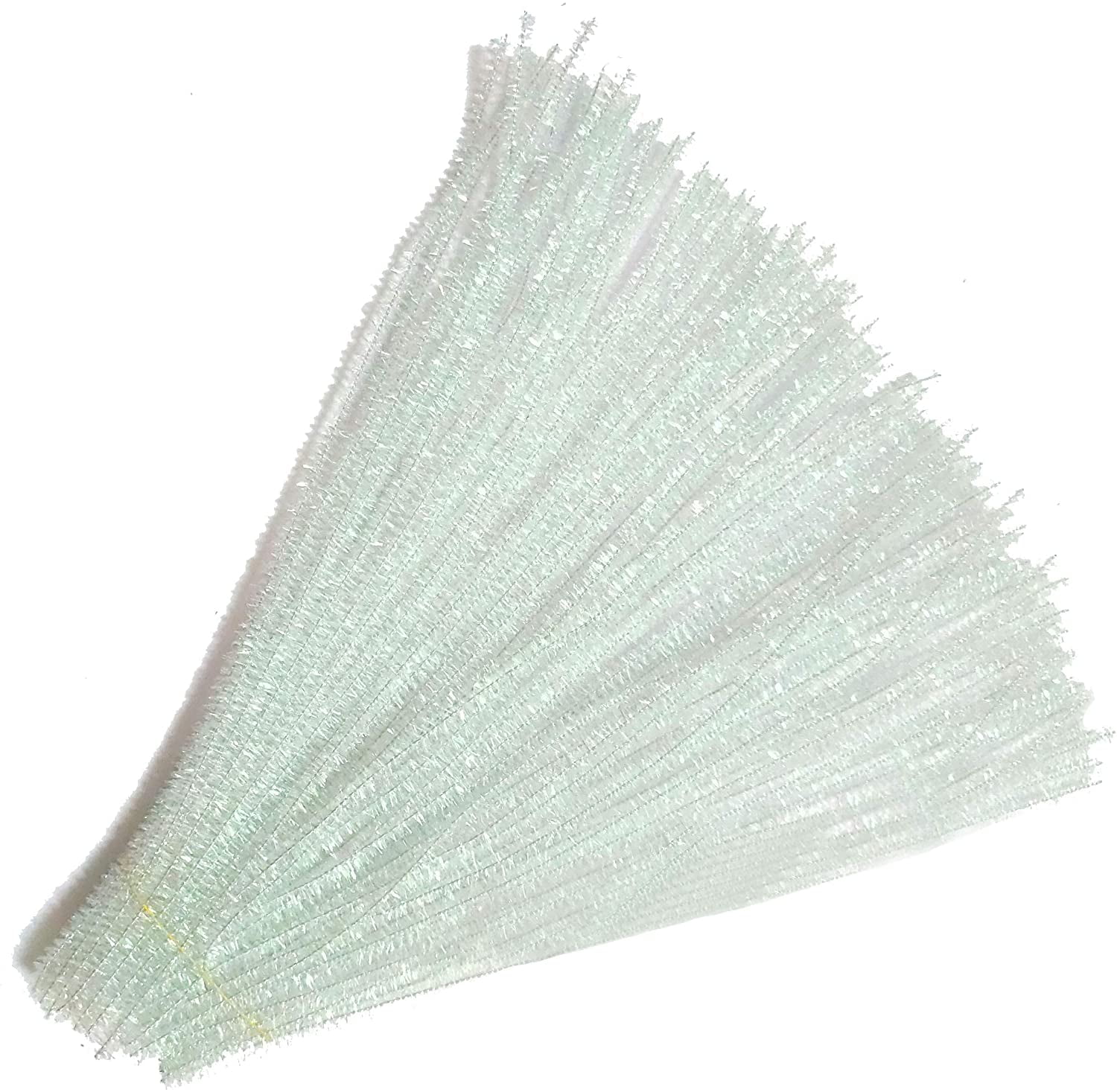 Set of 100 Metallic Tinsel Pipe Cleaners for Kids Crafts, Embellishing and  Group Projects Choose Color (Iridescent White)