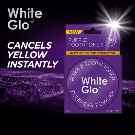 White Glo Purple Tooth Toner Color Correcting Whitening Powder, Fresh Mint, Enamel Safe, 1.4 oz