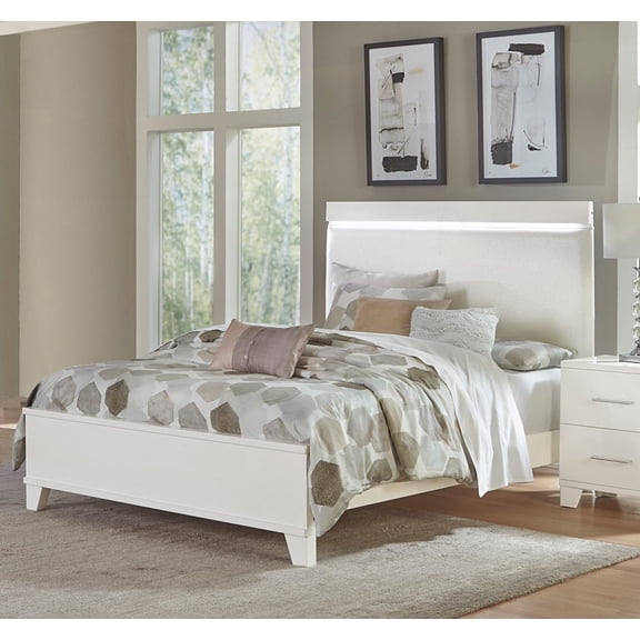 White Glossy | Faux Leather Upholstered Bed - 1pc