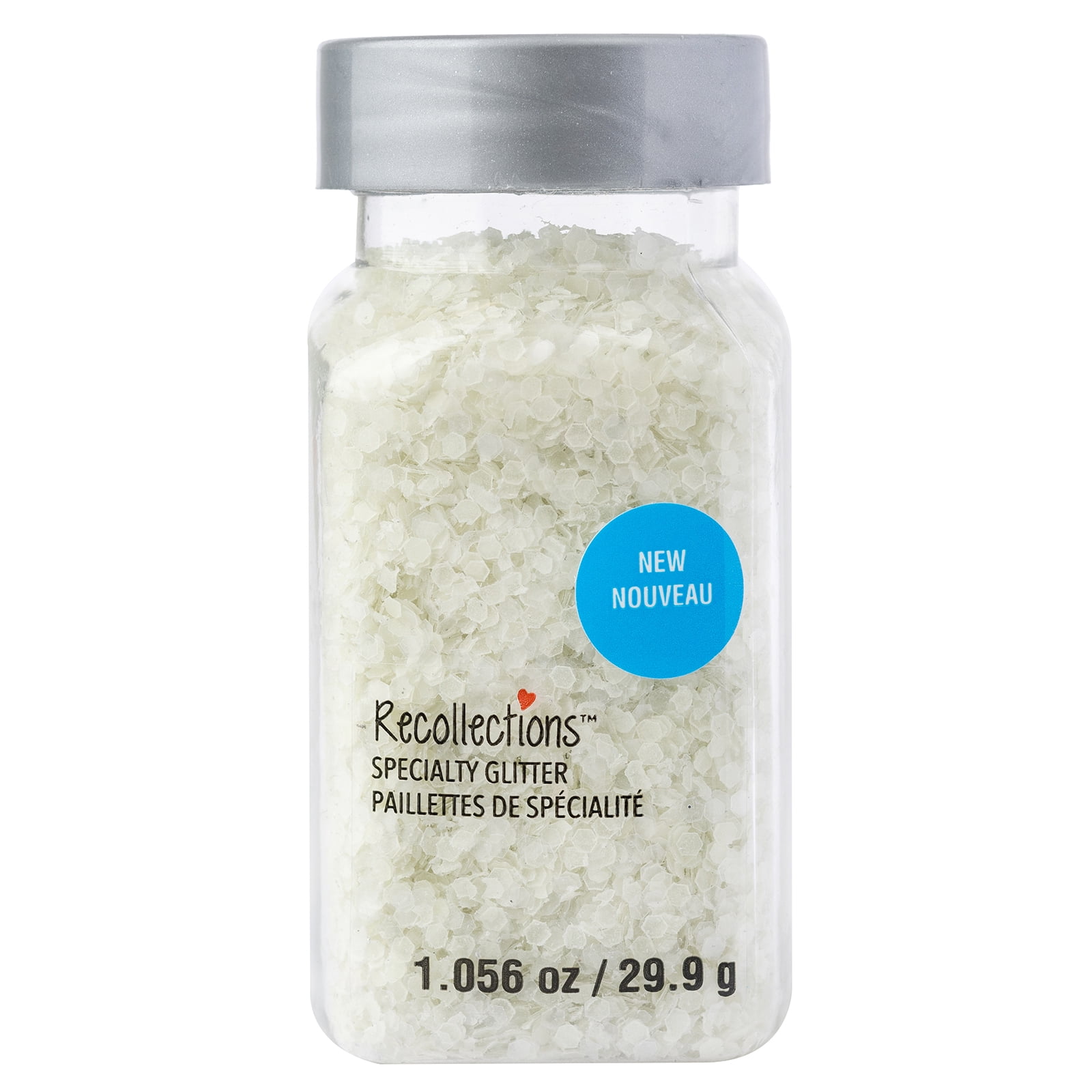 Recollections White Glow-in-the-Dark Hexagon Specialty Glitter - 1 oz Jars of Plastic Glitter for Crafts & DIY Projects, 12 Pack