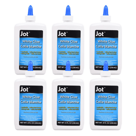 White Glue, 8 oz. Bottles Washable, Non toxic 8 Ounces Each , 6 Count - School Supplies