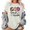 thumbnail image 1 of White God Is My Refuge & Strength Psalm 46:1 Floral Graphic Tees Print Tshirt Women Shirts Religious S-5XL Cotton Casual Tops, 1 of 4