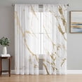 thumbnail image 1 of White Gold Abstract Sheer Curtains 84 Inch Length 2 Panels Set, Modern Marble Geometric Voile Window Treatment Rod Pocket Curtains Sheers Drapes for Bedroom/Living Room/Kitchen 52"x84"x2, 1 of 7
