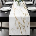 thumbnail image 1 of White Gold Abstract Table Runner 72 Inches Long, Modern Marble Geometric Kitchen Coffee Dining Table Decoration for Home Party Birthday Wedding Home Decor 14x72 Inches, 1 of 8