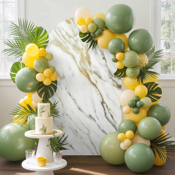 White Gold Arch Backdrop Cover, 6FT, Marble Texture Modern Style Abstract Simple Spandex Arch Covers Double-Sided Backdrop for Wedding Birthday Party Photo Background Decoration