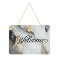 thumbnail image 1 of White Gold Black Marble Welcome Sign Front Door PVC 14x10 inch Hanger Hello Sign Farmhouse Wall Porch Home Outside Decor, 1 of 6