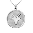thumbnail image 1 of White Gold Capricorn Zodiac Disc Pendant Necklace, 1 of 1