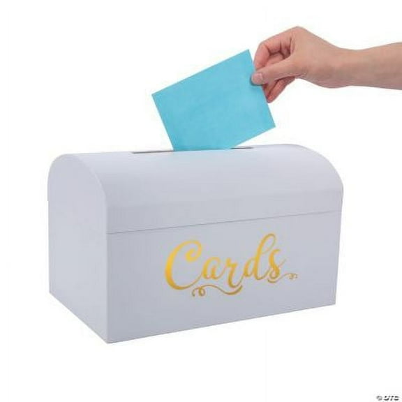 White & Gold Card Box, Birthday, Party Supplies, 1 Piece