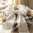 thumbnail image 1 of White/Gold Cloth Christmas Ribbon, 10 Yards x 2.48 Inches, Wired Edge, for Gift Wrapping, Wreath, Tree Decor, 1 of 7
