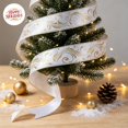 thumbnail image 1 of White/Gold Cloth Christmas Ribbon, 10 Yards x 2.48 Inches, Wired Edge, for Gift Wrapping, Wreath, Tree Decor, 1 of 7
