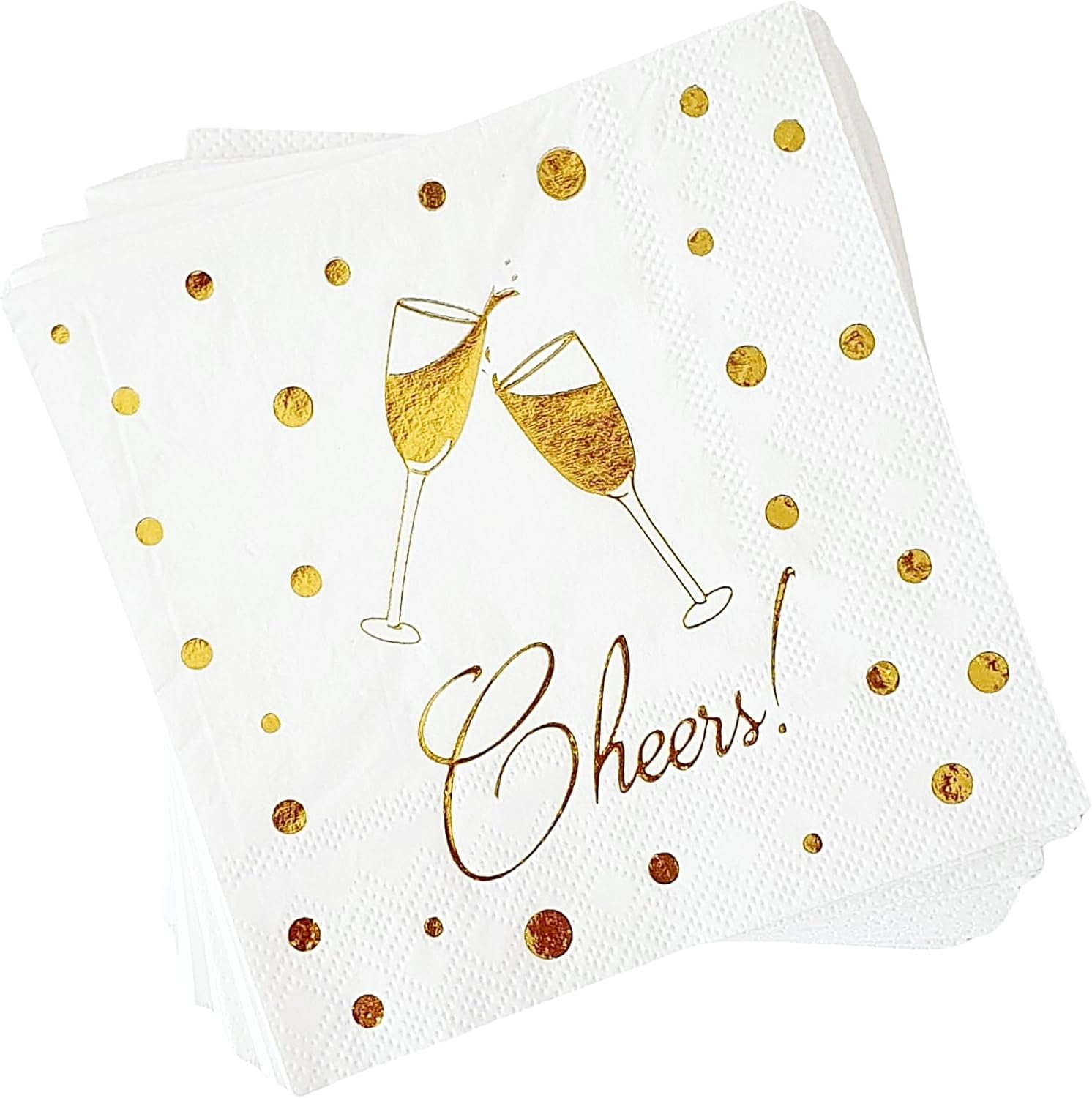 White and Gold Cocktail Napkins 3Ply Elegant Wedding & Engagement