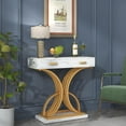 White Gold Console Table with a Drawer 31.5 Inches Modern Entryway