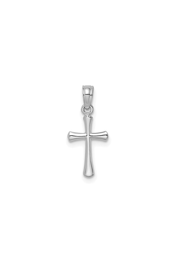 10k White Gold Cross Pendant with Domed Beveled Design, Unisex, Jewelry Stores Network