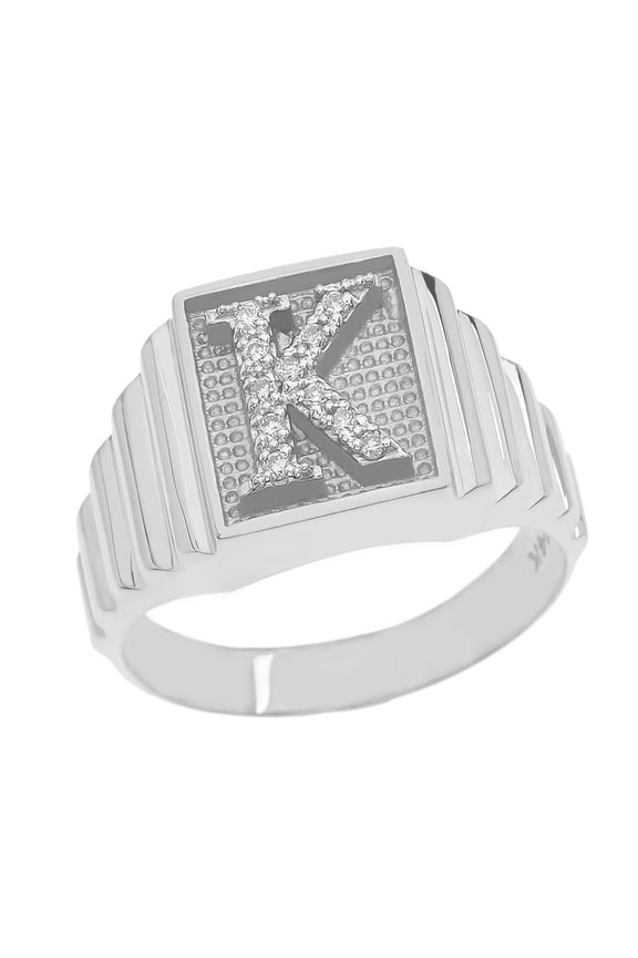 White Gold Diamond Initial K Ring