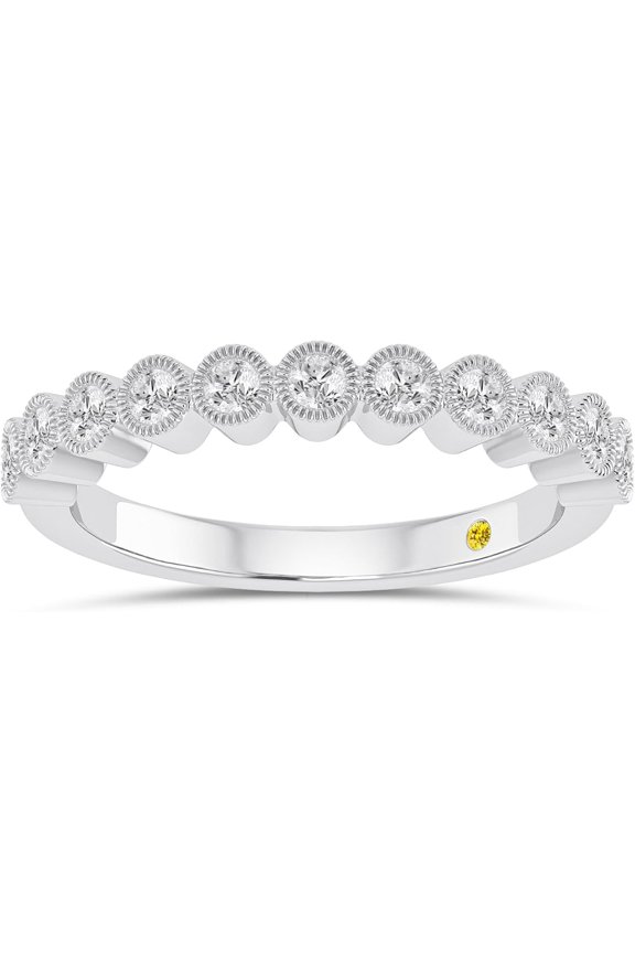 White Gold Diamond Wedding Rings for Women | 1/4 CTTW Certified Lab Created Diamond Anniversary Bands and Stacking Ring | Ring Size 9