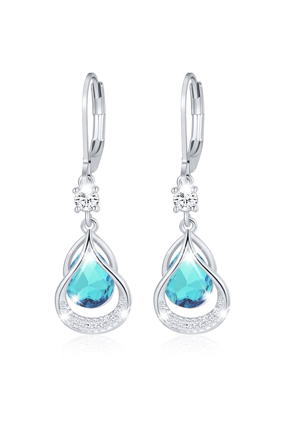 18K White Gold Plated Drop Earrings for Women Girls S925 Sterling Silver Post December Birthstone Earrings with Blue Tanzanite Birthday Graduation Jewelry Gifts Teen Mom Wife Kids