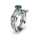 thumbnail image 1 of White Gold Emerald Engagement Ring And Unique Diamonds Band, 1 of 4