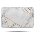 thumbnail image 1 of White Gold Geometric Marble Bathroom Rugs Mat,Non Slip Microfiber Bathroom Rug,Rubber Backing,Soft Bathroom Mats for Bathroom Floor,Tub and Shower,17x27in(43x68cm), 1 of 5