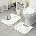 thumbnail image 1 of White Gold Geometric Marble Bathroom Rugs Sets 3 Piece,Toilet Cover Set,Absorbent Non Slip Bathroom Mats Sets with U-Shaped Contour Rug Toilet Rug Set, 1 of 5