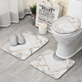thumbnail image 1 of White Gold Geometric Marble Bathroom Rugs Sets 3 Piece,Toilet Cover Set,Absorbent Non Slip Bathroom Mats Sets with U-Shaped Contour Rug Toilet Rug Set, 1 of 5