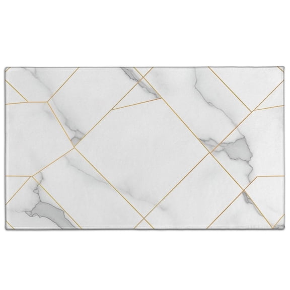 White Gold Geometric Marble Door Rugs,Washable Non Slip Door Mats Indoor,Decorative Door Mats,Entry Mat Indoor for Entrance,Bedroom,Kitchen,Bathroom,17"x30"
