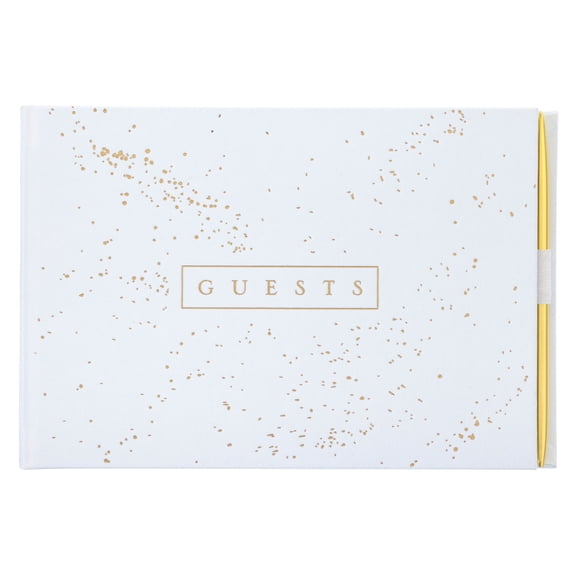 White & Gold Guest Book & Pen Set by Celebrate It