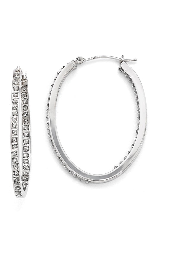White Gold IJ Diamond Hoop Earrings